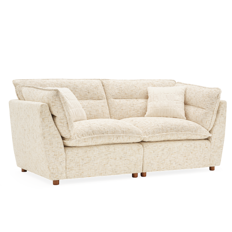 [Pre-sale] Loveseat Sofa, Loven Modular Cloud Design with Solid Wood Legs，Sandstone Beige