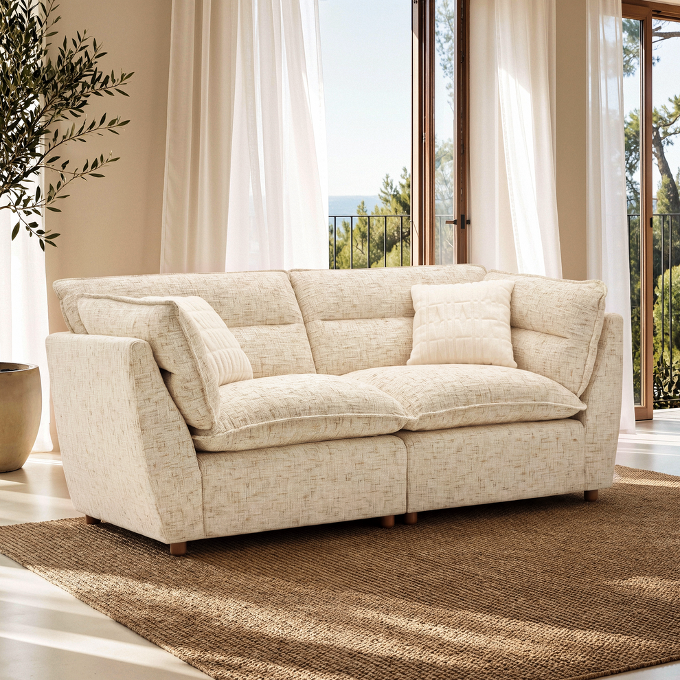 [Pre-sale] Loveseat Sofa, Loven Modular Cloud Design with Solid Wood Legs，Sandstone Beige