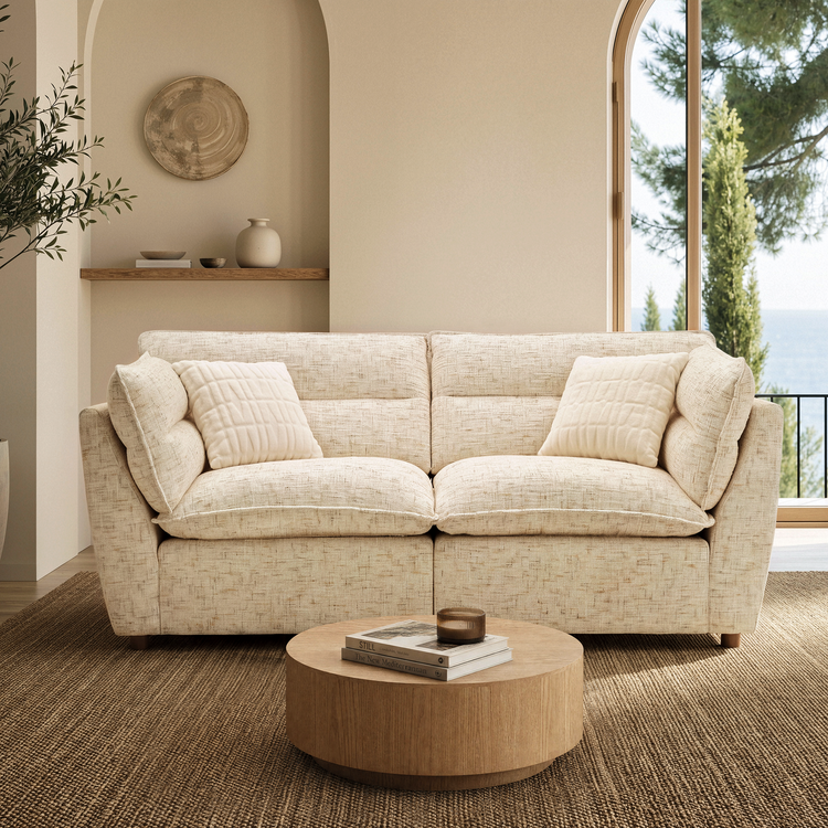 [Pre-sale] Loveseat Sofa, Loven Modular Cloud Design with Solid Wood Legs，Sandstone Beige