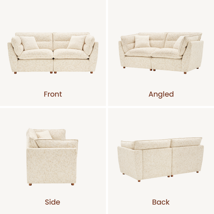 [Pre-sale] Loveseat Sofa, Loven Modular Cloud Design with Solid Wood Legs，Sandstone Beige