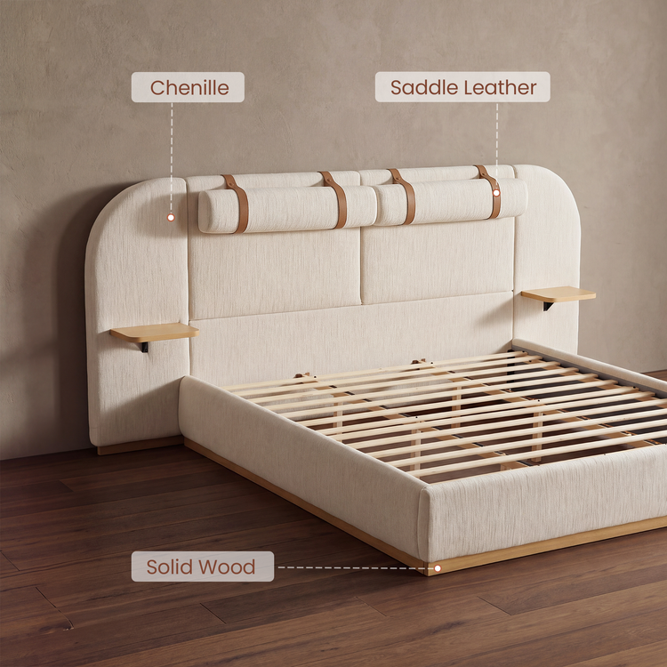 King Extended Wide Screen Bed Frame with Floating Nightstands - Orena