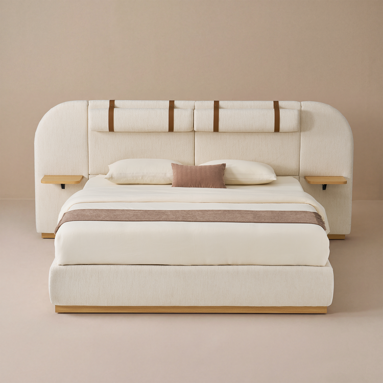 King Extended Wide Screen Bed Frame with Floating Nightstands - Orena