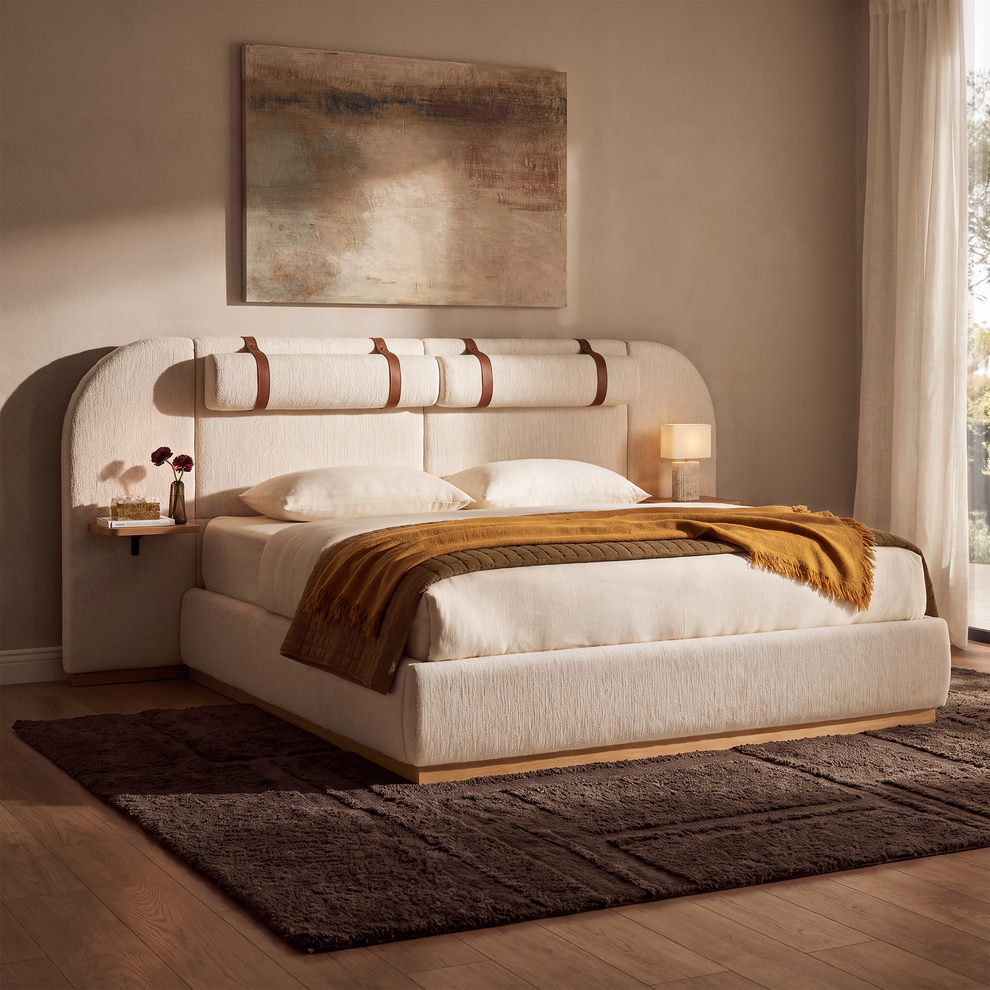 King Extended Wide Screen Bed Frame with Floating Nightstands - Orena