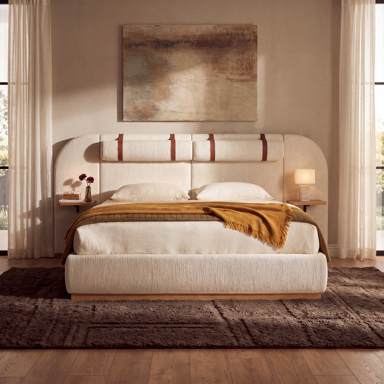 King Extended Wide Screen Bed Frame with Floating Nightstands - Orena