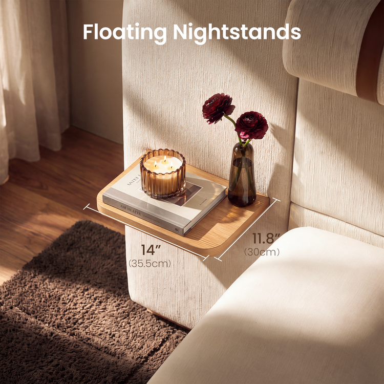 King Extended Wide Screen Bed Frame with Floating Nightstands - Orena
