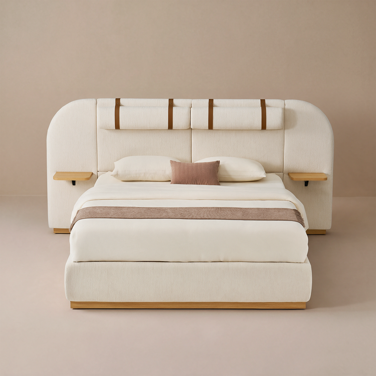 Queen Extended Wide Screen Bed Frame with Floating Nightstands - Orena