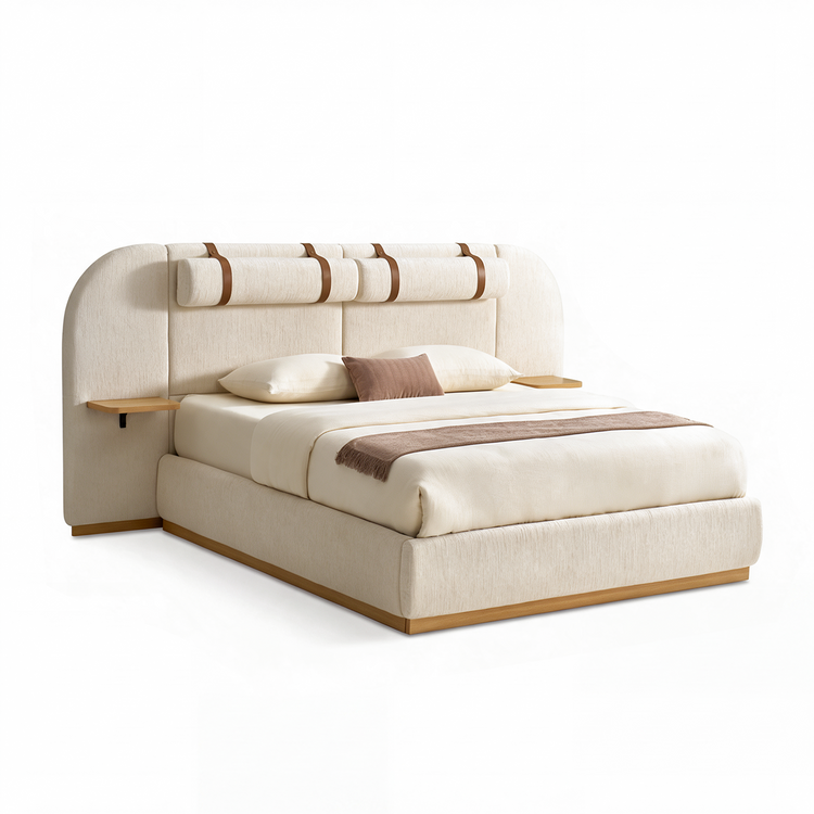 Queen Extended Wide Screen Bed Frame with Floating Nightstands - Orena