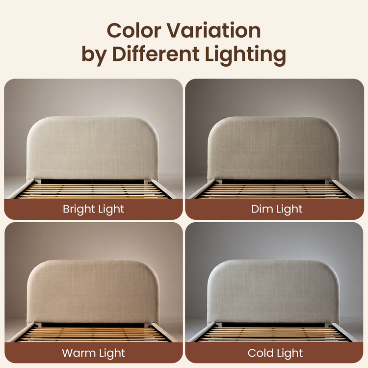 Queen Upholstered Bed Frame - Grey Floating Design with LED Lights & Curved Padded Headboard