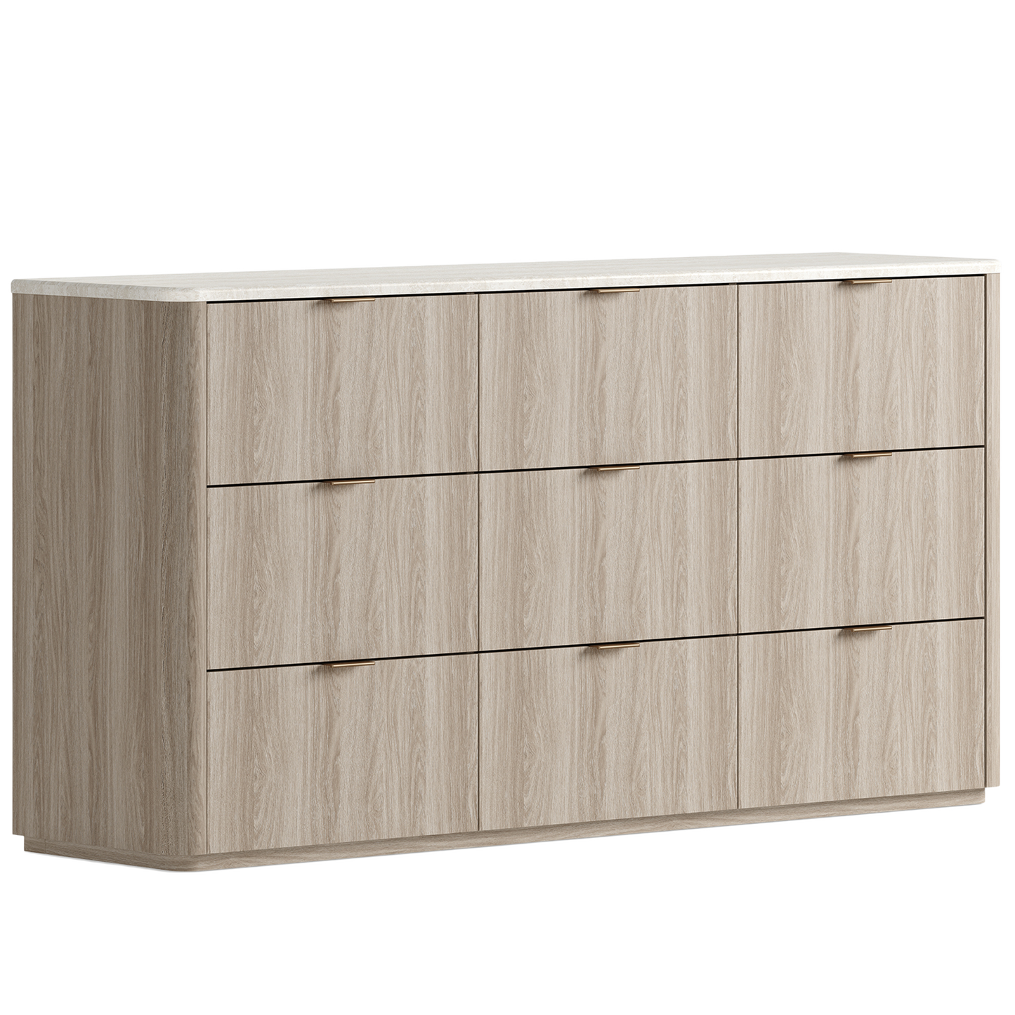 Travertine Fluted 9-Drawer Dresser, Gray