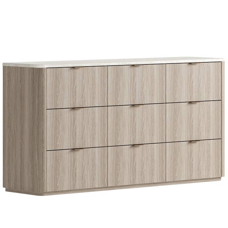 [Pre-Sale] Travertine Fluted 9-Drawer Dresser, Gray