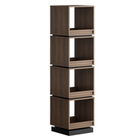 4-Tier 360° Rotating Bookshelf Tower, 59" Wood Organizer Black Walnut
