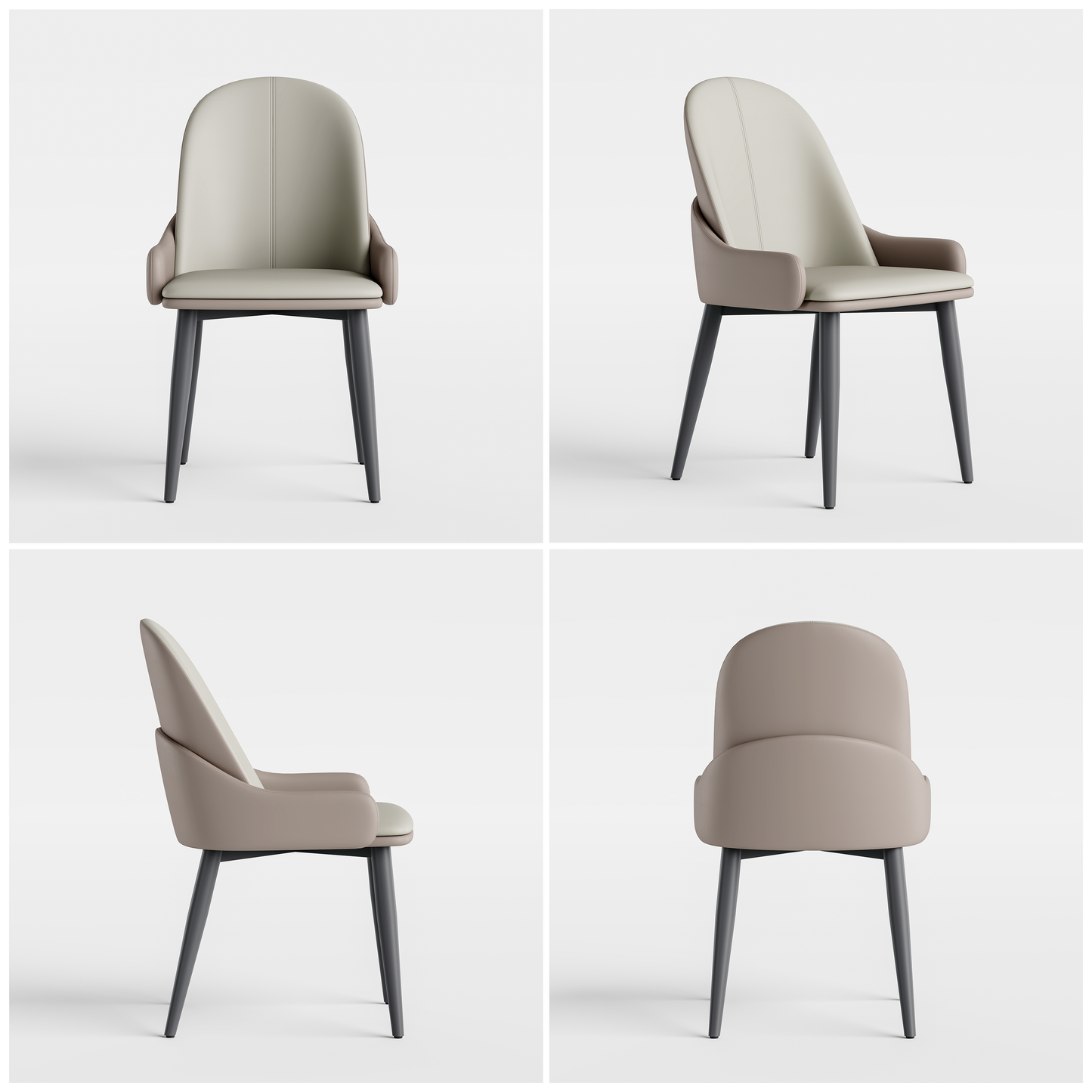2-Pack Grey PVC Dining Chairs with Full Surround Protective Side Guards
