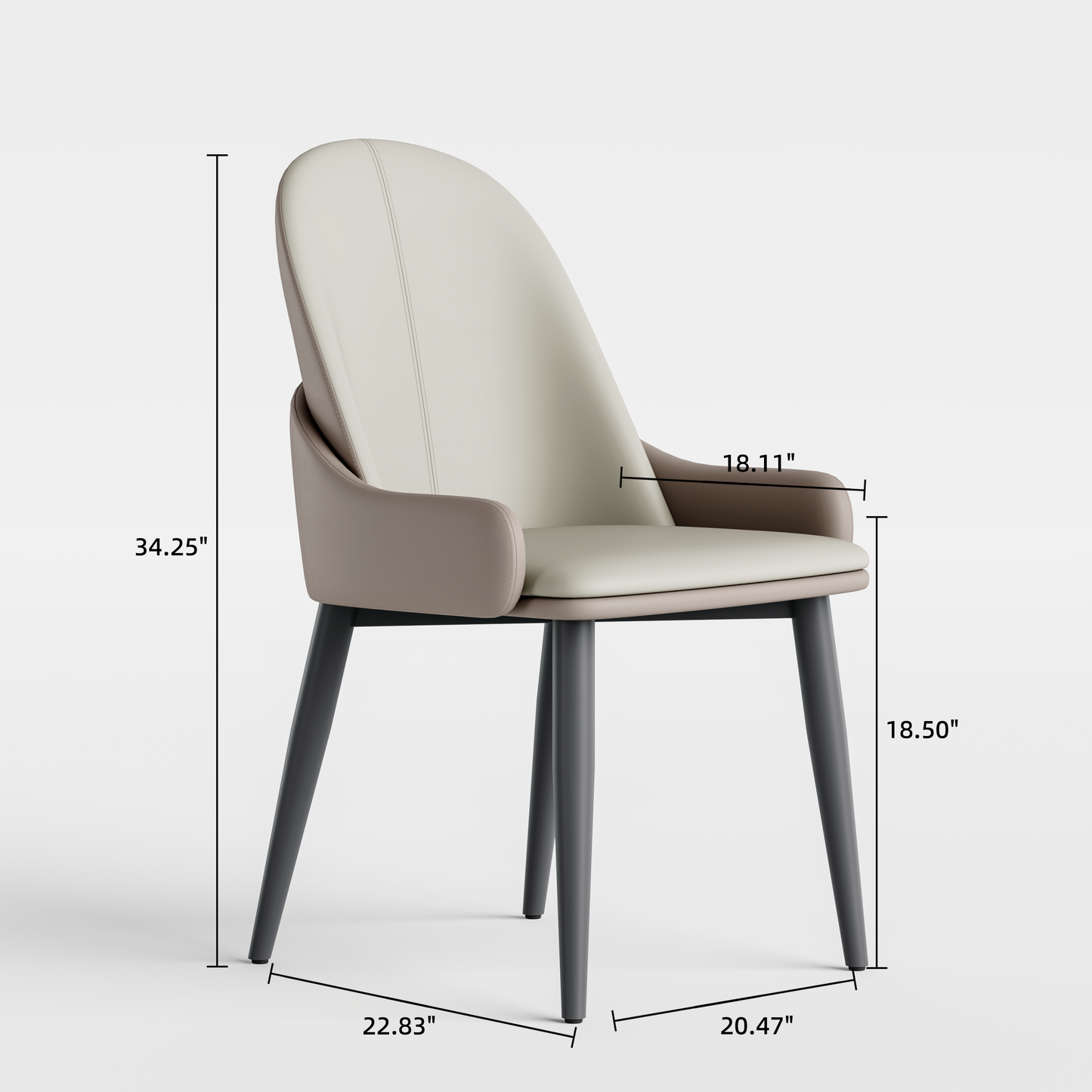 2-Pack Grey PVC Dining Chairs with Full Surround Protective Side Guards